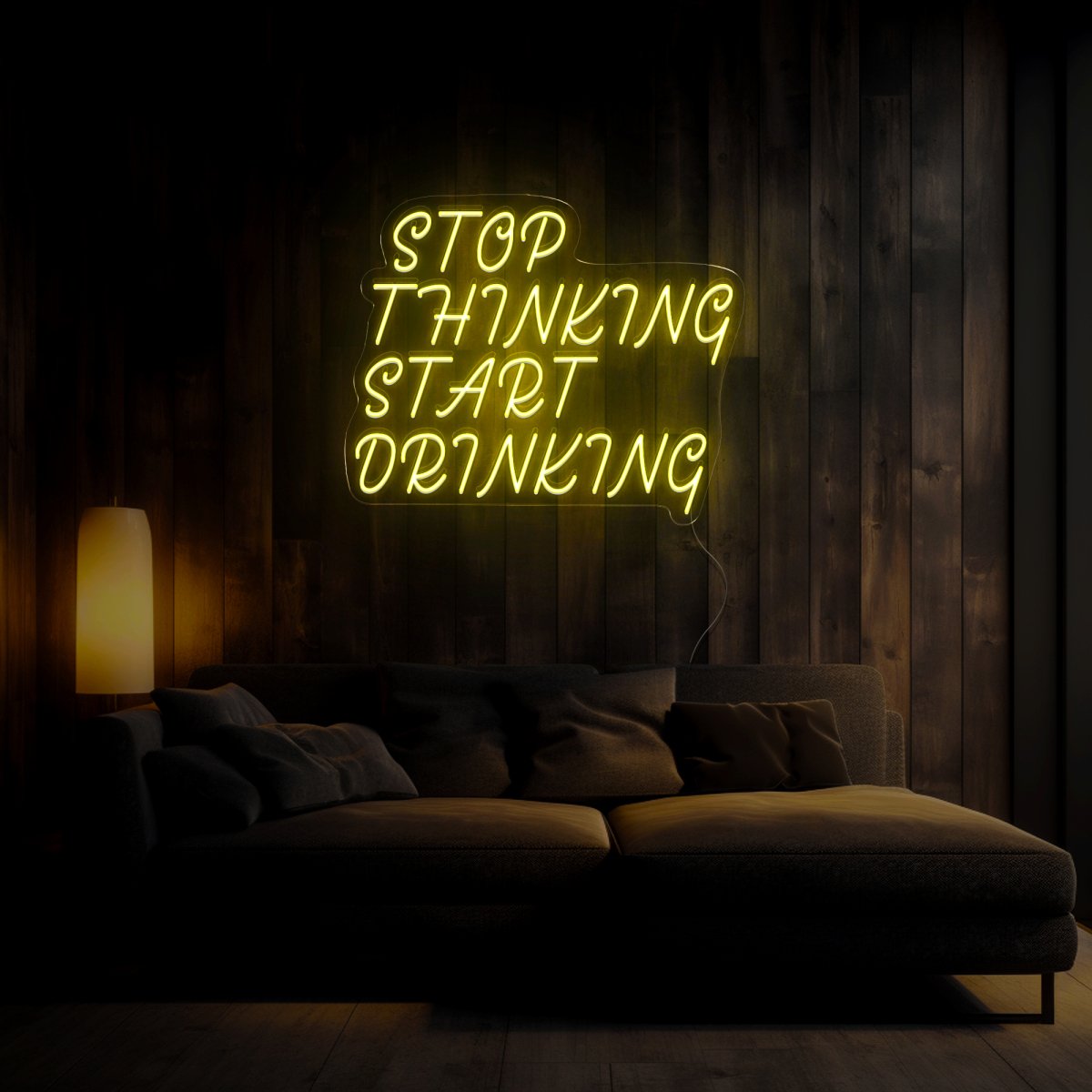 Stop Thinking Start Drinking Neon Sign - Reels Custom