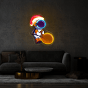The Santa Astronaut Holding heavy gift Bag Artwork Neon Sign - Reels Custom