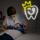 Tooth With A Crown Dentist Neon Sign - Reels Custom