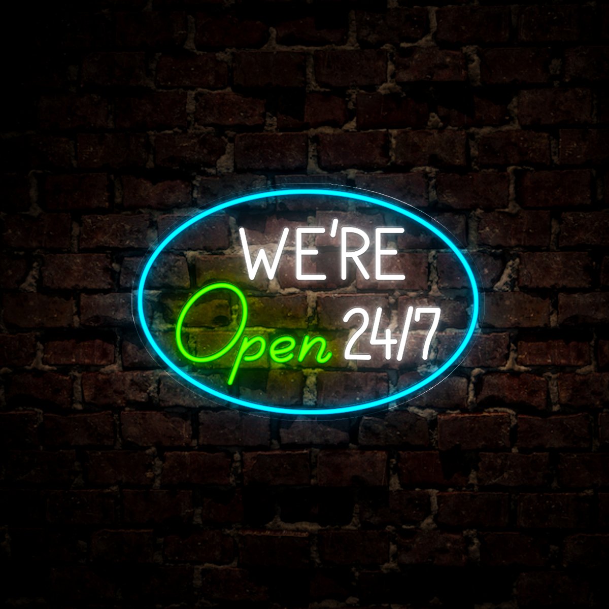 We're Open 24/7 Neon Sign - Reels Custom