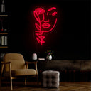 Woman Face And Rose Silhouette Neon Sign - Reels Custom