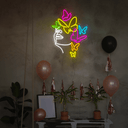 Woman Face With Butterfly Led Neon Sign - Reels Custom