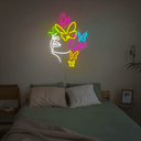 Woman Face With Butterfly Led Neon Sign - Reels Custom