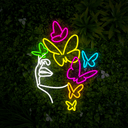 Woman Face With Butterfly Led Neon Sign - Reels Custom