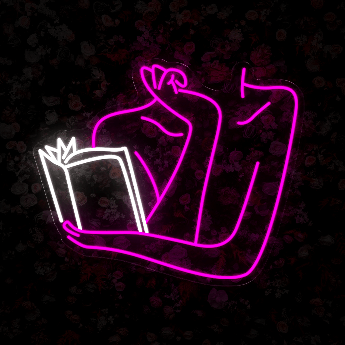 Woman Reads Book Neon Sign - Reels Custom