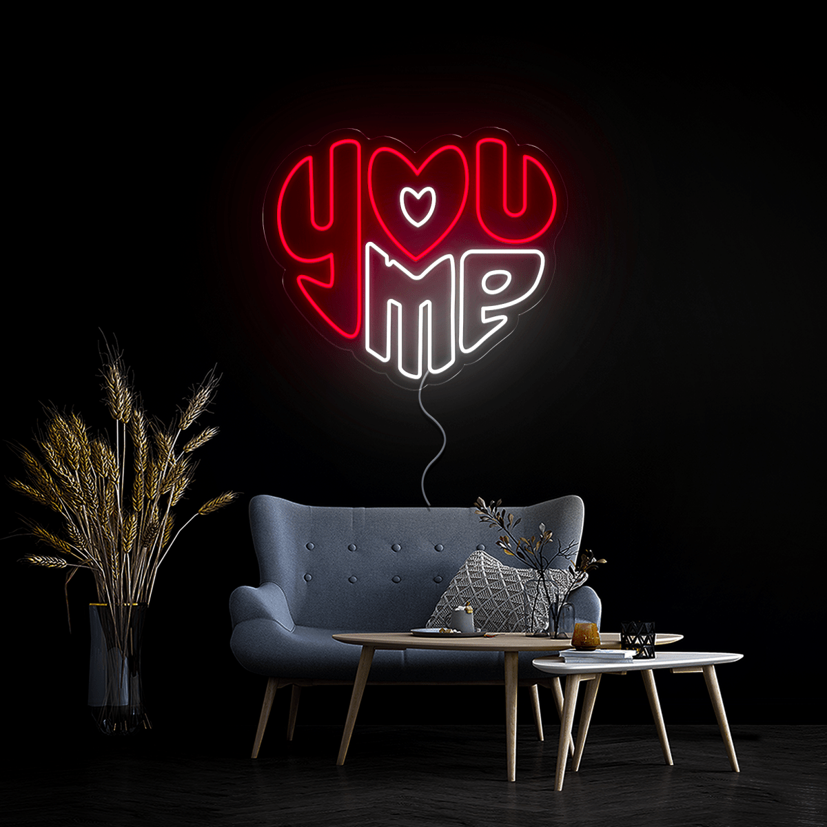 You Me Heart shape Neon Sign - Reels Custom